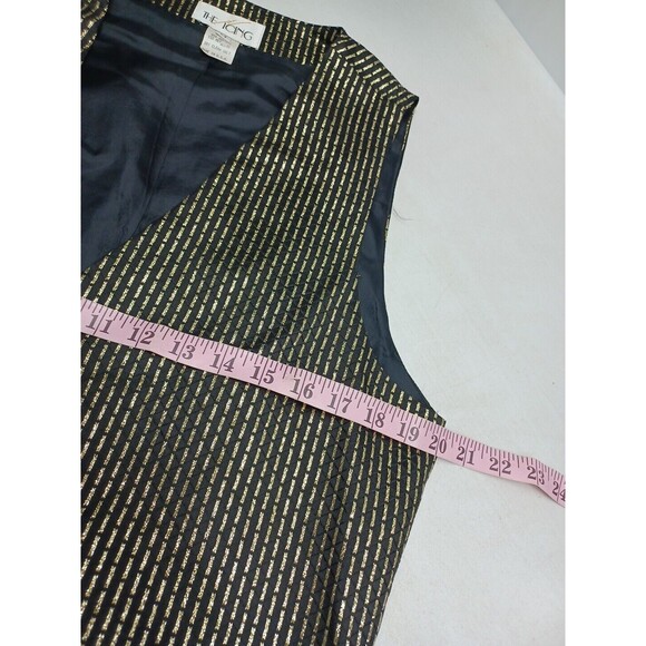 Vtg Womens The Icing Vest Black Gold Tone Striped Metallic Sz M - Picture 7 of 9